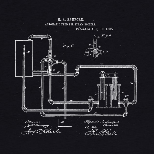 Automatic Feed for Steam Boilers Vintage Patent Hand Drawing by TheYoungDesigns